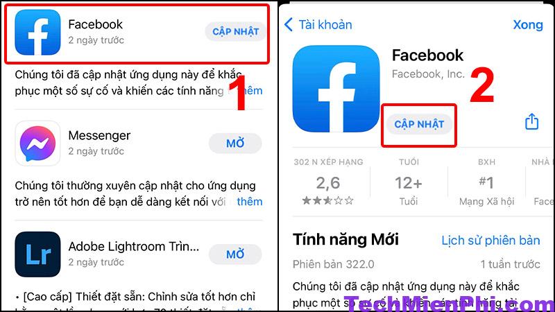 Cập nhật và cài đặt lại Facebook