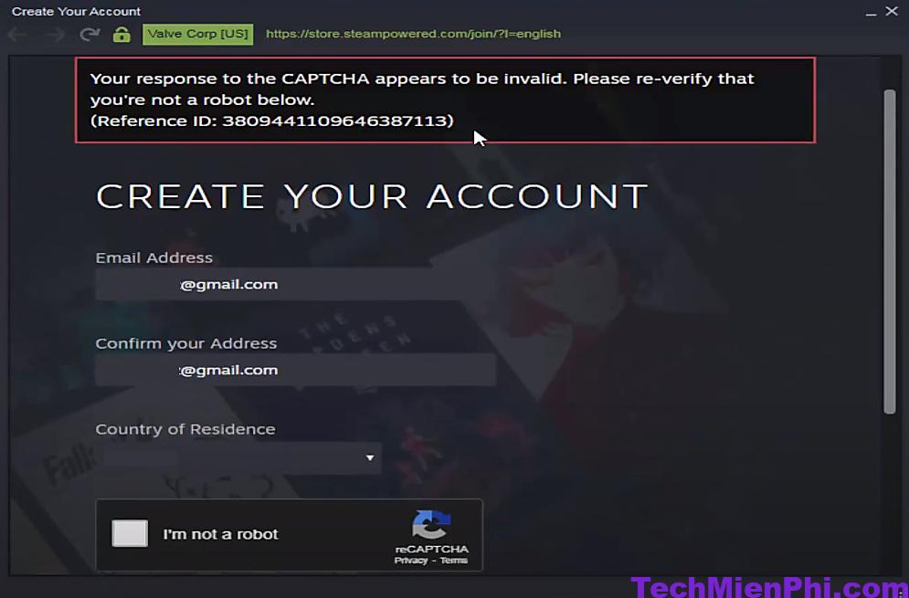 Tạo tài khoản steam bị lỗi Captcha khi nào? 