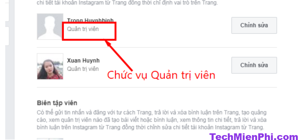 Vai trò trên trang Fanpage