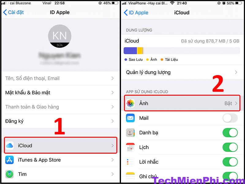 dùng chung icloud nhưng không đồng bộ ảnh