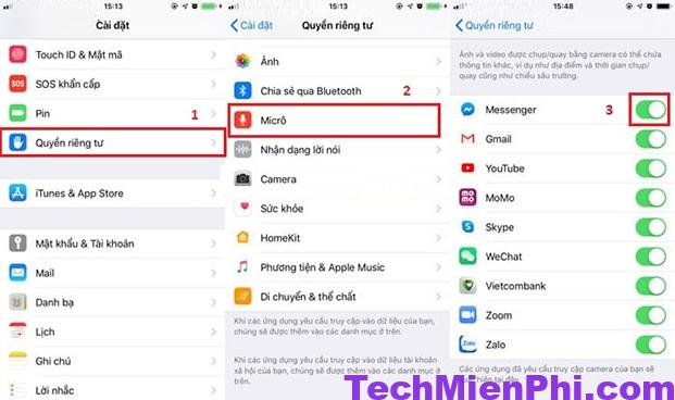 Cấp quyền cho phép micro trên Messenger