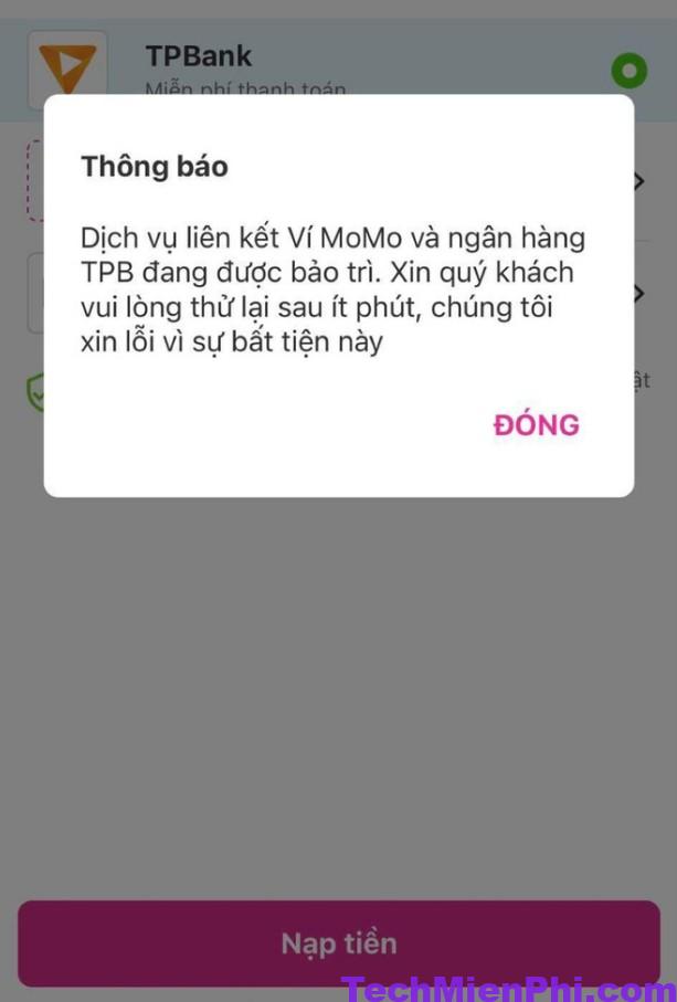 rút tiền Momo về thẻ ngân hàng bị lỗi