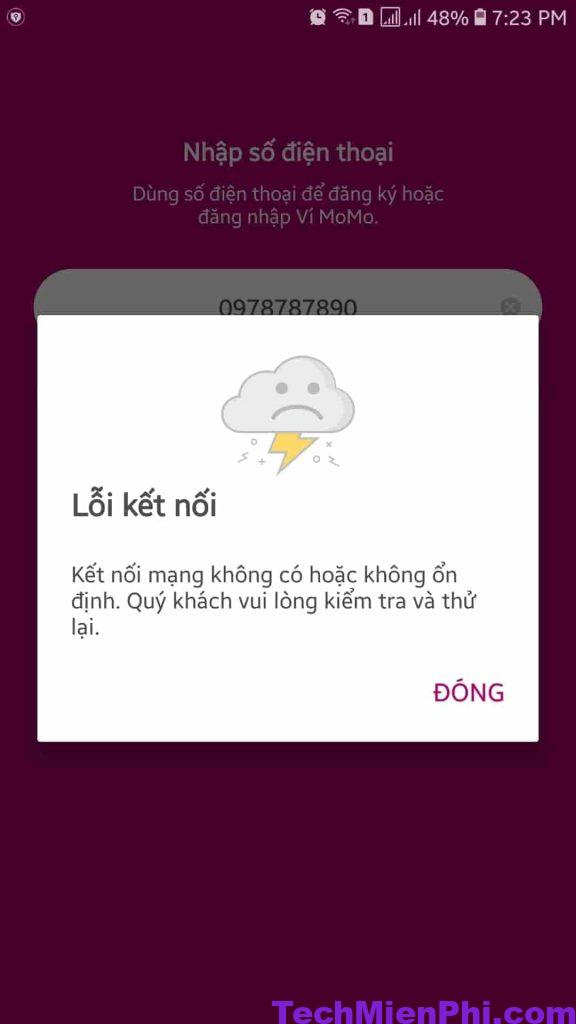 Momo hôm nay bị lỗi kết nối