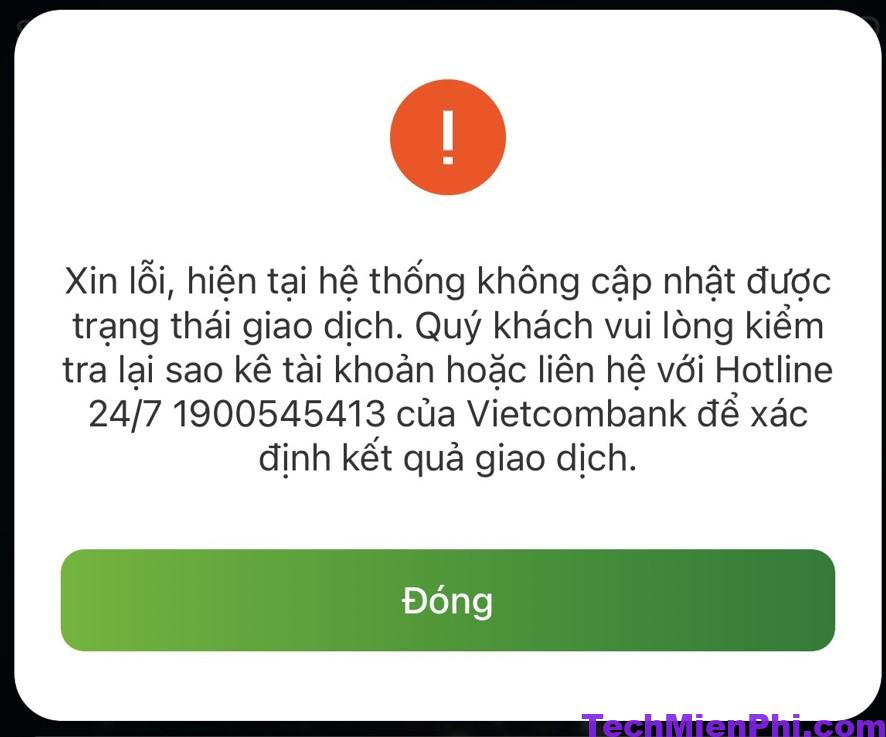 Vietcombank bị lỗi không chuyển khoản được