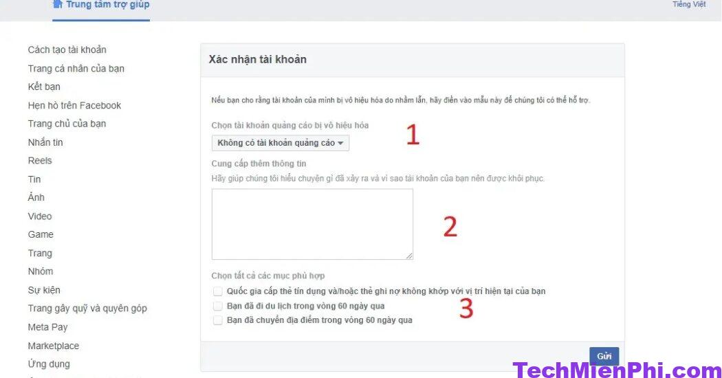 kháng tài khoản FaceBook